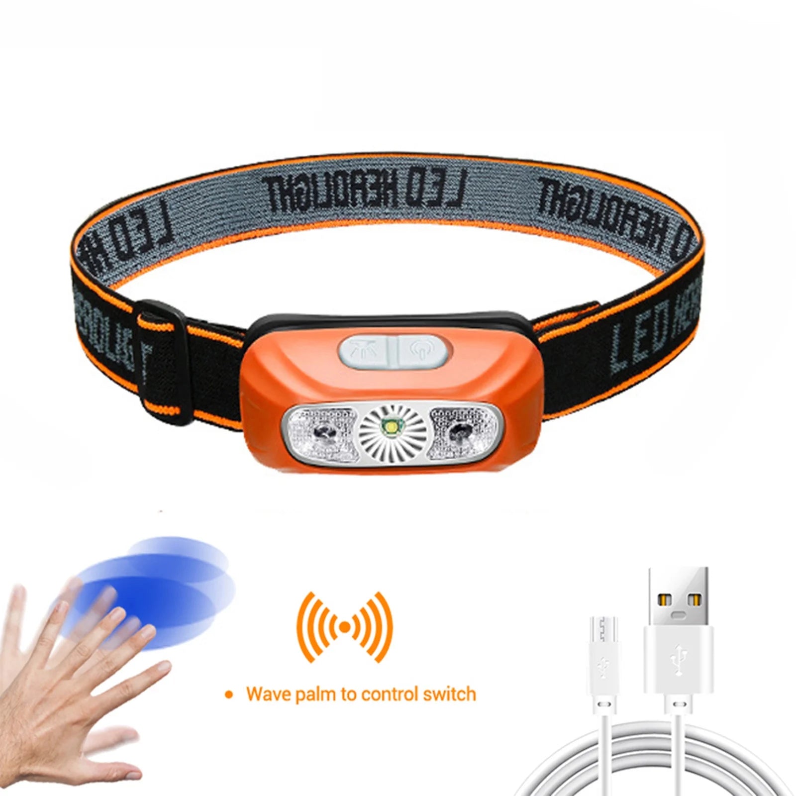 USB Rechargeable Sensor Headlamp Mini LED Bright, Body Motion Sensor Outdoor Camping