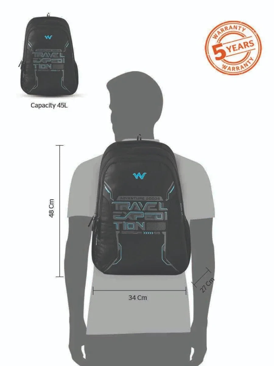 Wildcraft Blaze Laptop Backpack 45 L (12953) (Adventure : Black) - The Adventure Hut