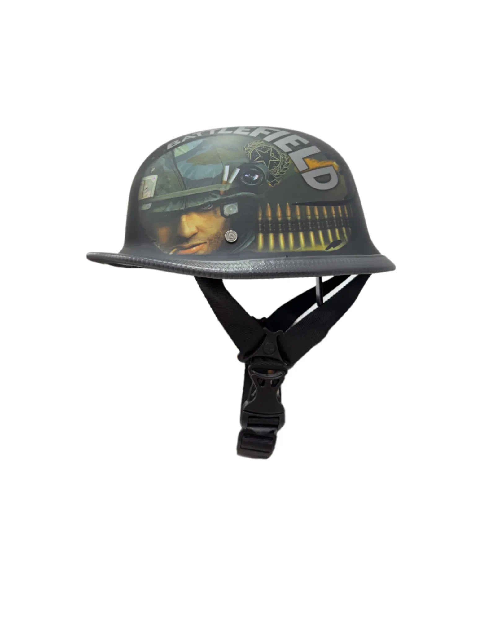 Battlefield Printed German Style Half Helmet – Graphic Motorcycle Cruiser Helmet with Retro Design - The Adventure Hut