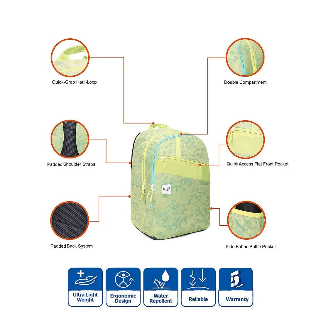 Wildcraft Wiki 4 Jacquard Backpack Green (11959 Green) - The Adventure Hut