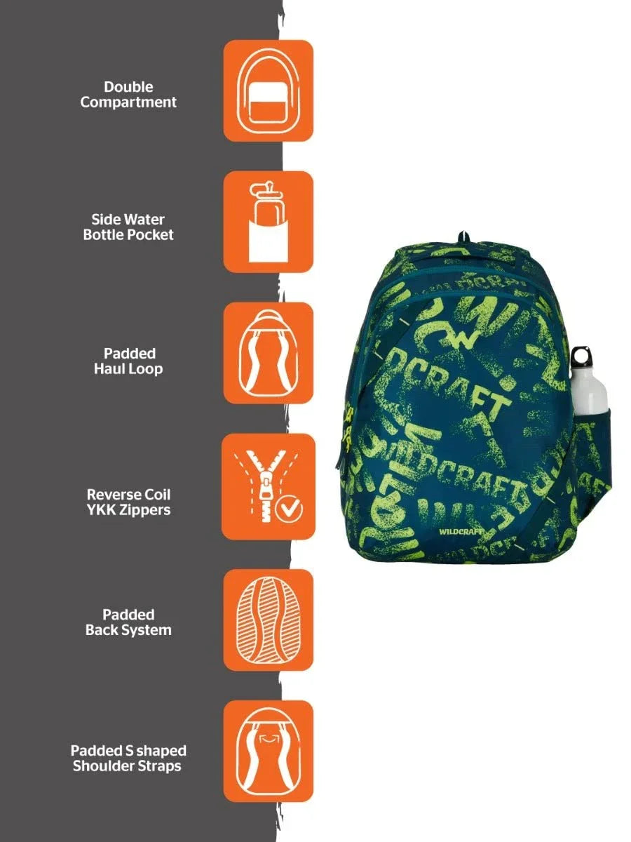 Wildcraft Bravo 35L Backpack with Rain Cover (12955) (Green) - The Adventure Hut