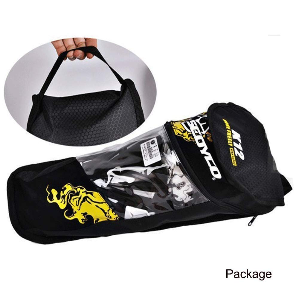 SCOYCO-K12 Adjustable Knee Shin Guard (Black and Yellow) Freesize,Set of 2