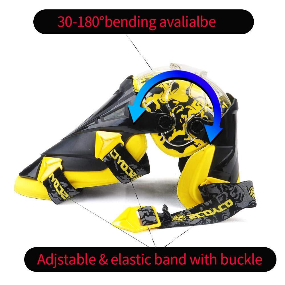 SCOYCO-K12 Adjustable Knee Shin Guard (Black and Yellow) Freesize,Set of 2
