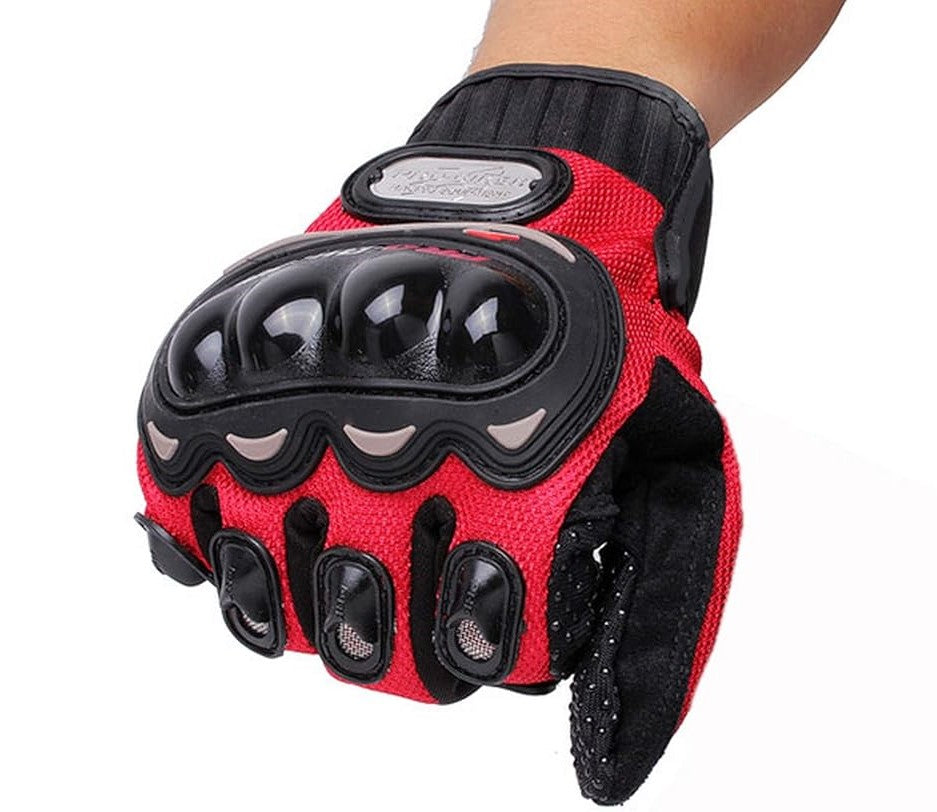 Pro-Biker Tactical Knuckle Riding Gloves (Red) - The Adventure Hut