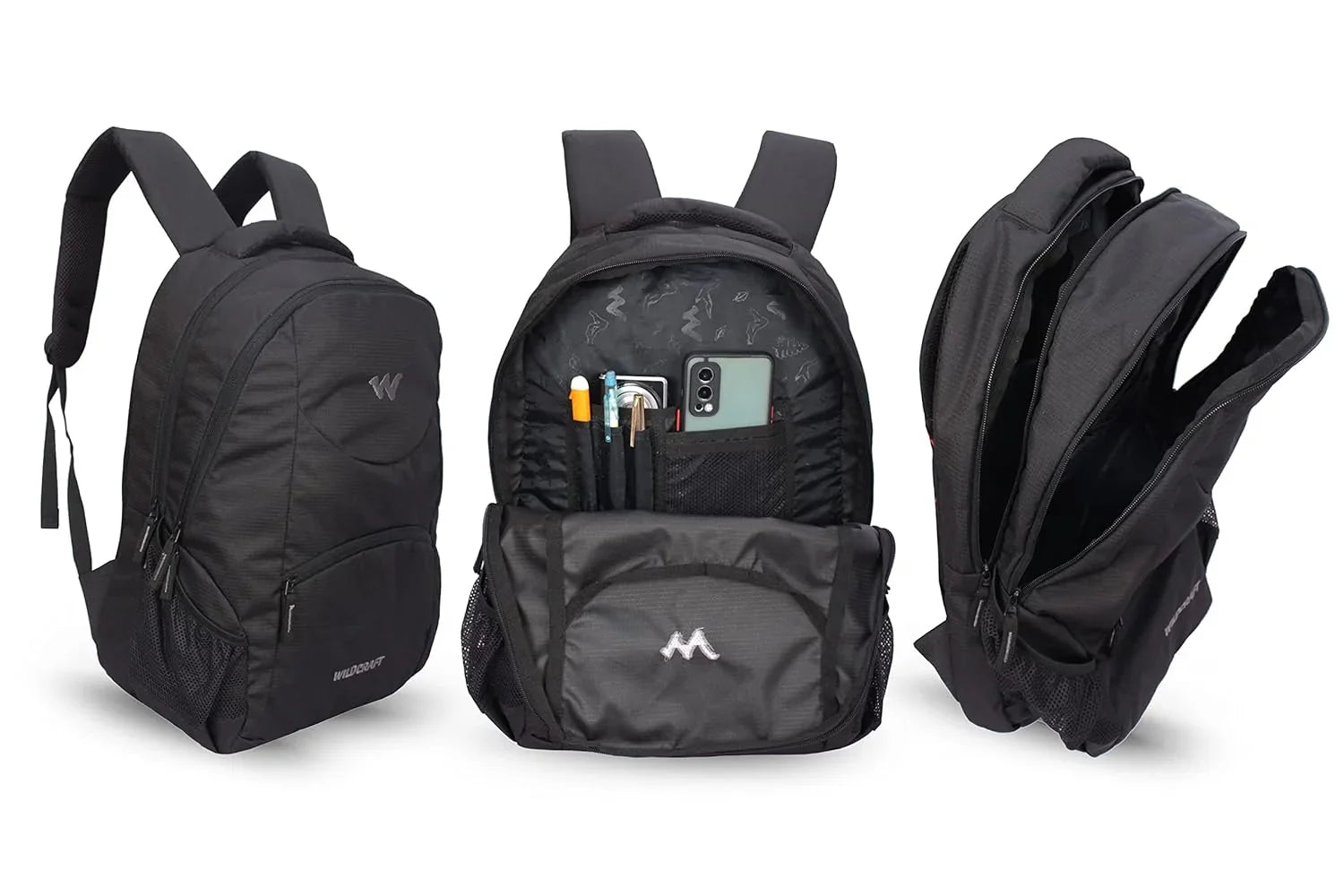 Wildcraft Polyester Stylish 25.6Lts Laptop Backpack(Black) (Grab 3-20007) - The Adventure Hut