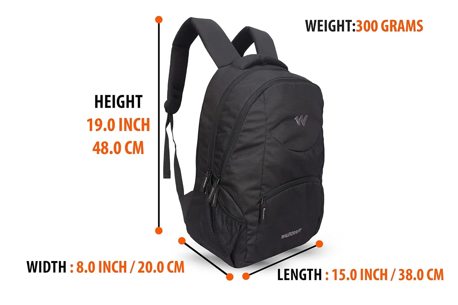 Wildcraft Polyester Stylish 25.6Lts Laptop Backpack(Black) (Grab 3-20007) - The Adventure Hut
