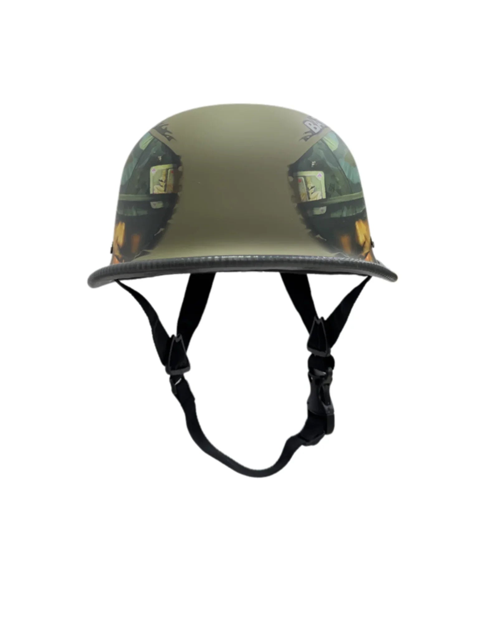 Battlefield Printed German Style Half Helmet – Graphic Motorcycle Cruiser Helmet with Retro Design - The Adventure Hut