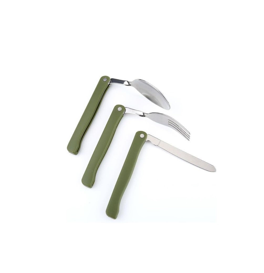 Stainless Steel Folding Fork Spoon Set Travel Cutlery Set with Storage Bag for Outdoor Camping Picnic Hiking - The Adventure Hut