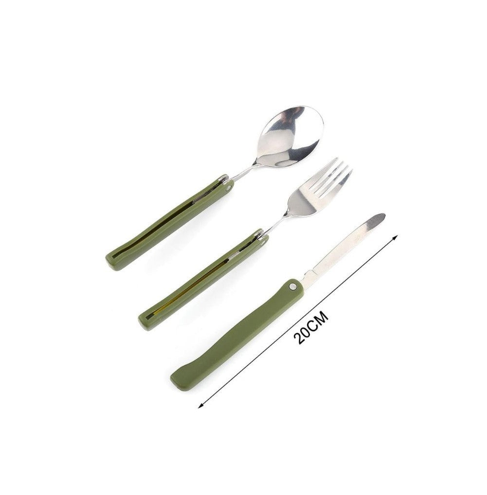 Stainless Steel Folding Fork Spoon Set Travel Cutlery Set with Storage Bag for Outdoor Camping Picnic Hiking - The Adventure Hut
