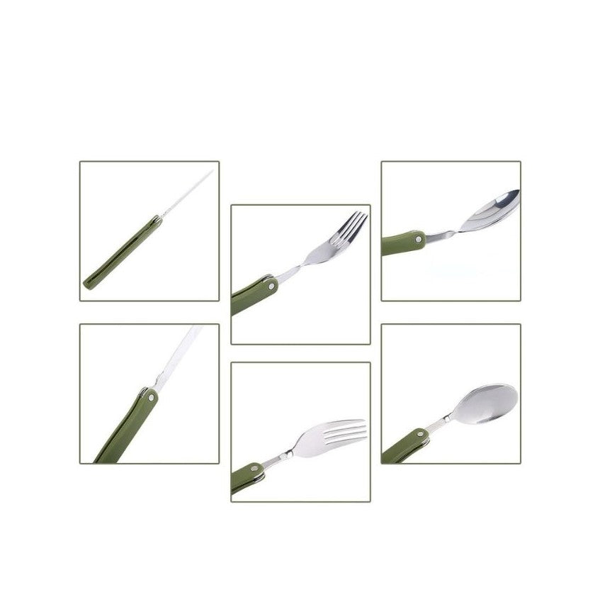 Stainless Steel Folding Fork Spoon Set Travel Cutlery Set with Storage Bag for Outdoor Camping Picnic Hiking - The Adventure Hut