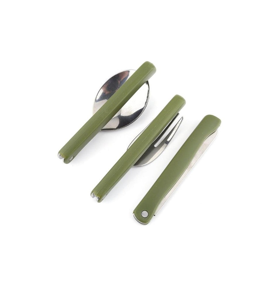 Stainless Steel Folding Fork Spoon Set Travel Cutlery Set with Storage Bag for Outdoor Camping Picnic Hiking - The Adventure Hut