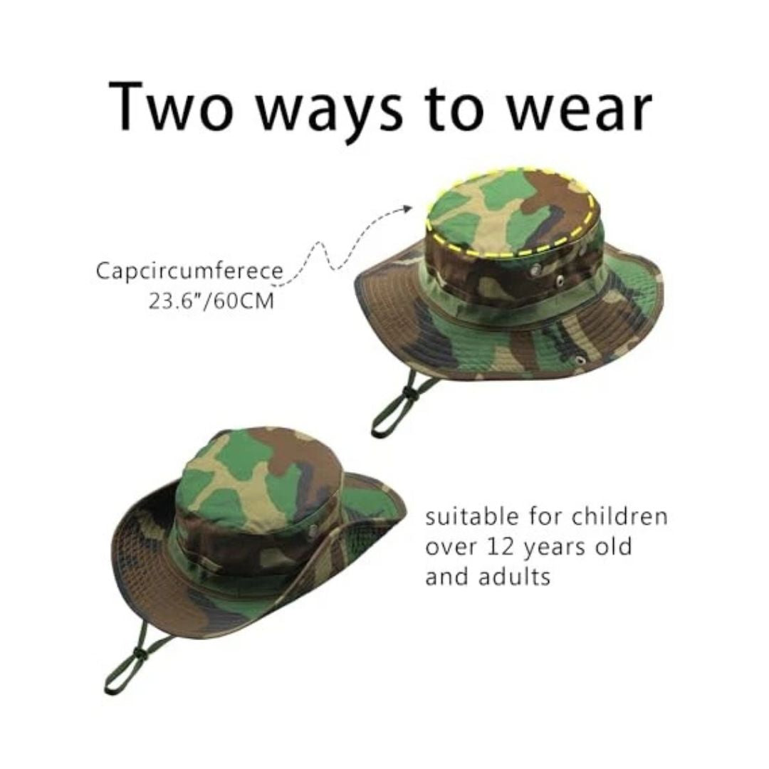 Summer Outdoor Boonie Hunting Fishing Safari Bucket Sun Hat (Camouflage -TK 4695) - The Adventure Hut