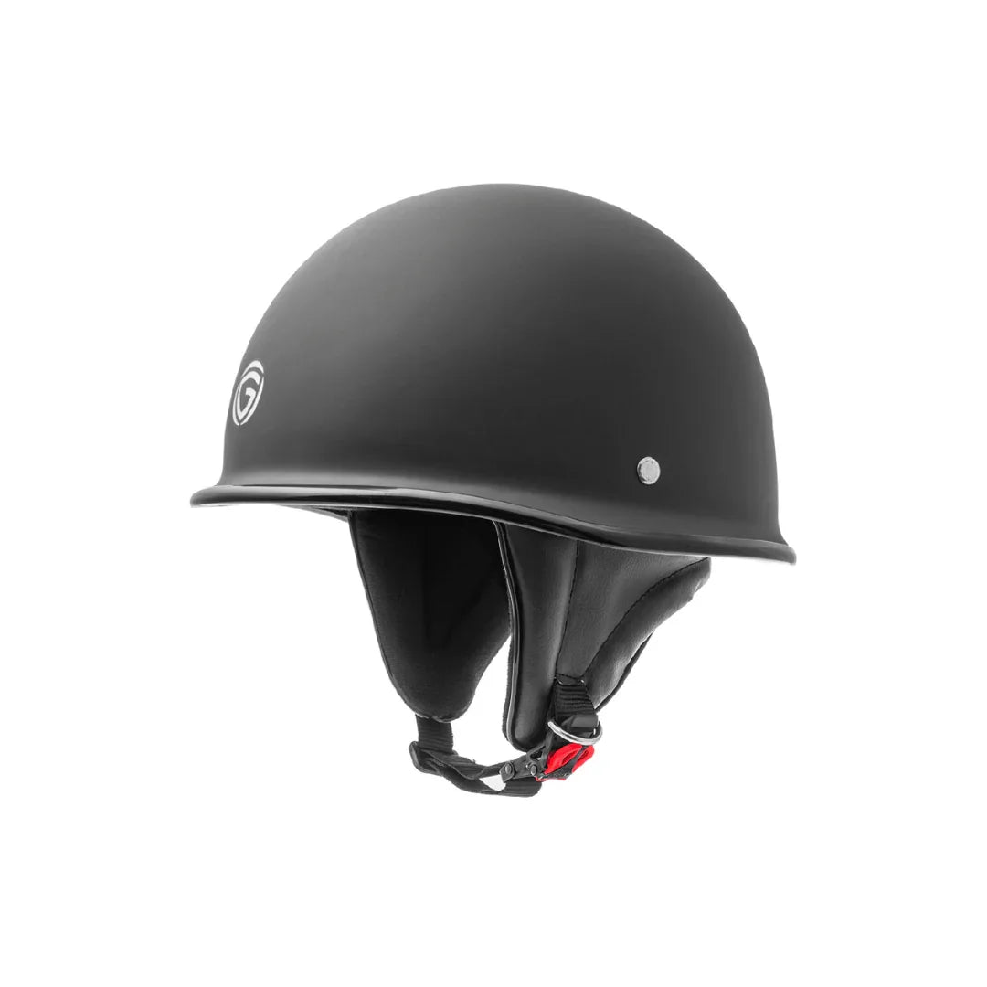 ADVENTURE HUT Half Face Open Helmet – Lightweight Motorbike Cruiser Helmet with Chin Strap (New German) - The Adventure Hut