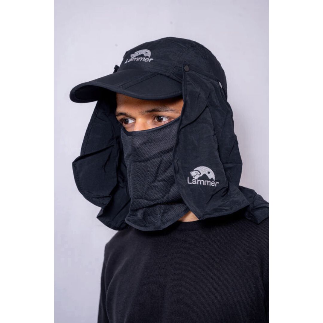 Outdoor UV Convertible Cap | Convertible Face & Neck Cover (Navy) - The Adventure Hut