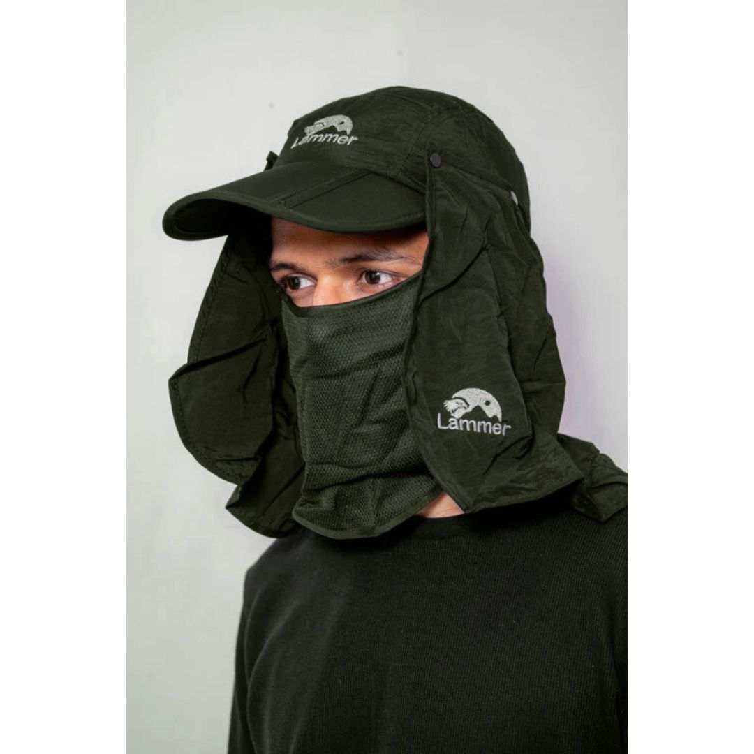Outdoor UV Convertible Cap | Convertible Face & Neck Cover (Green) - The Adventure Hut