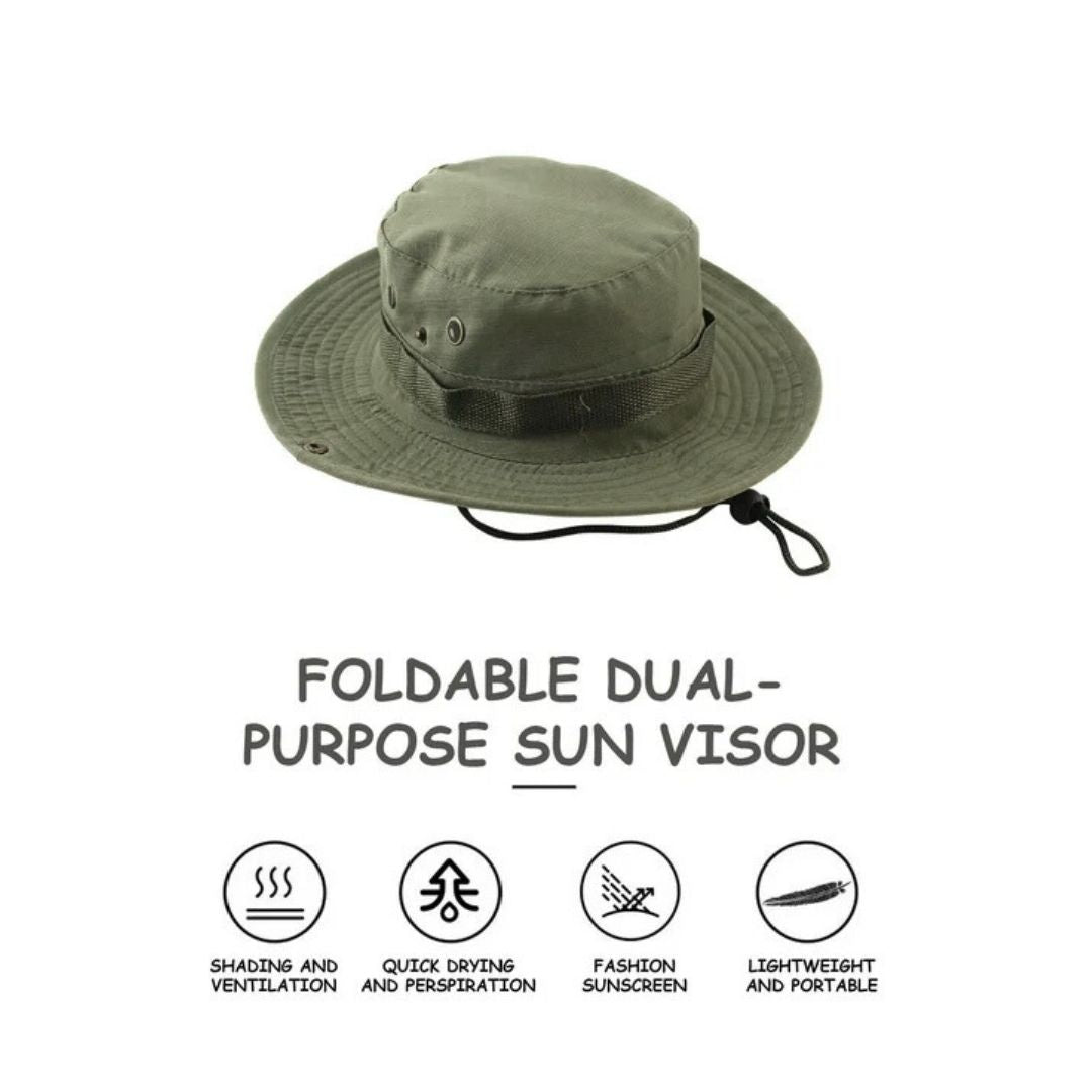 Summer Outdoor Boonie Hunting Fishing Safari Bucket Sun Hat with Adjustable Strap (Green) - The Adventure Hut