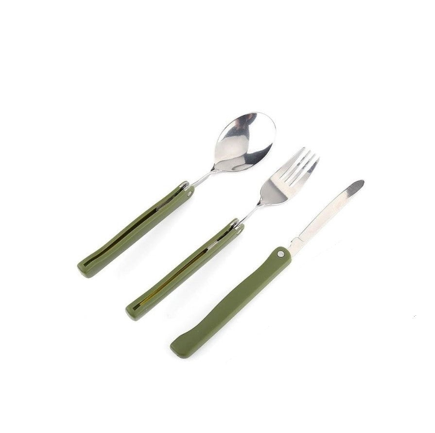 Stainless Steel Folding Fork Spoon Set Travel Cutlery Set with Storage Bag for Outdoor Camping Picnic Hiking - The Adventure Hut