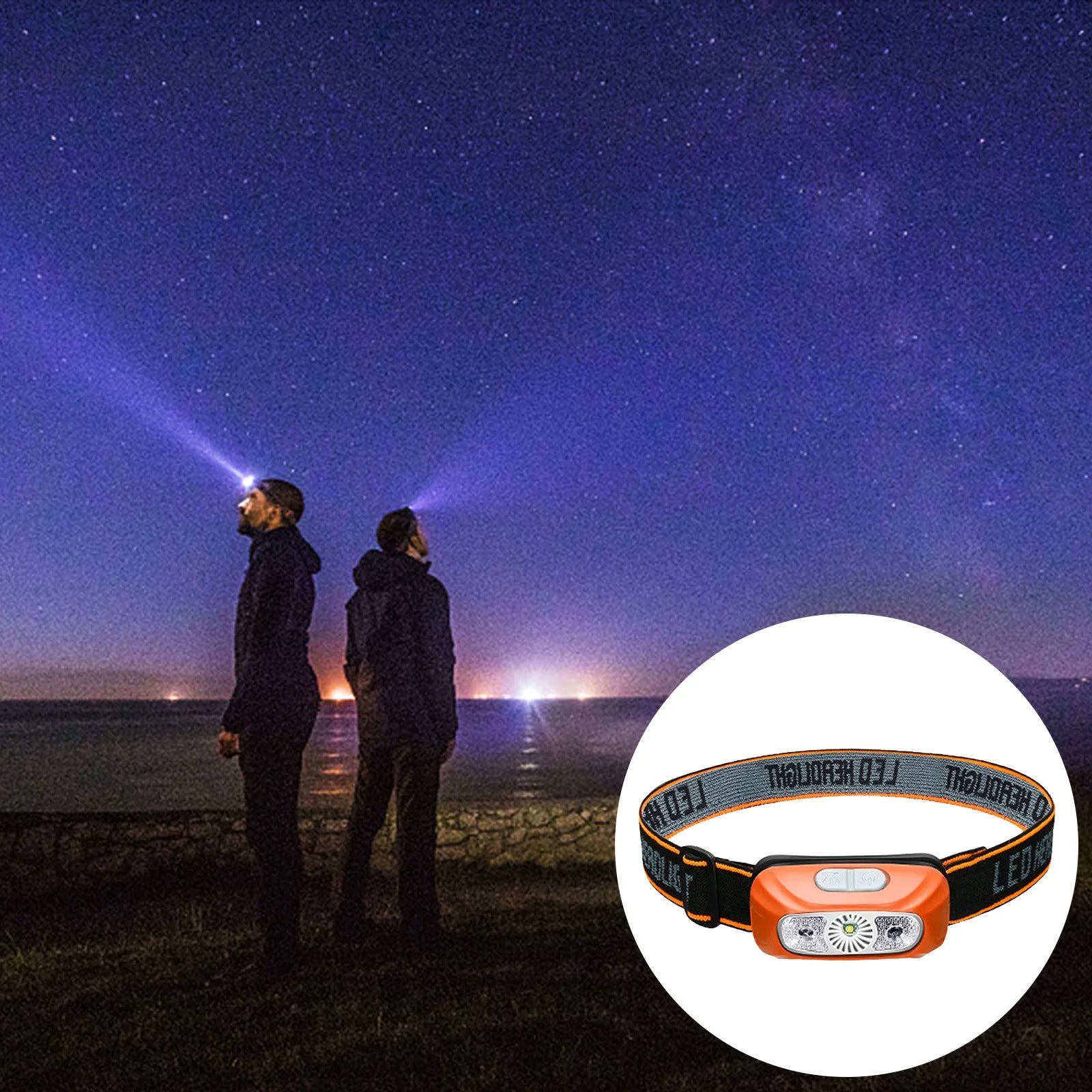 USB Rechargeable Sensor Headlamp Mini LED Bright, Body Motion Sensor Outdoor Camping