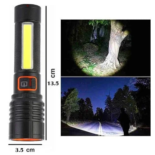 Zoomable Led Torch Light Rechargeable Type-C Charging Water Resistant - The Adventure Hut