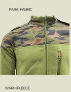 Adventure Hut Tactical Light Olive & Camo Winter Fleece Jacket | Para-Fabric Shoulder Panels with Utility Pockets