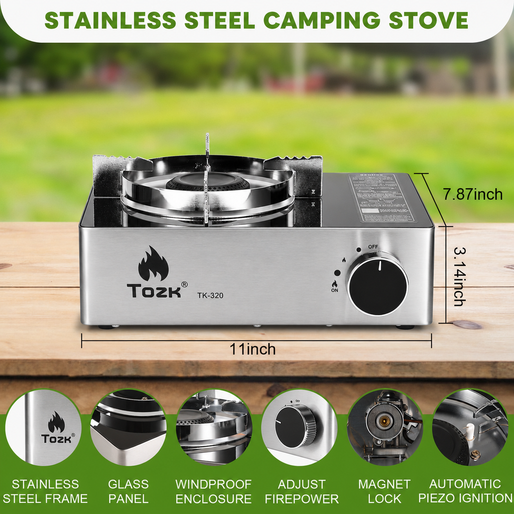 12000 BTU Portable LPG & Butane Camping Stove with Carry Case -THE ADVENTURE HUT