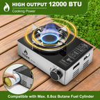 12000 BTU Portable LPG & Butane Camping Stove with Carry Case -THE ADVENTURE HUT