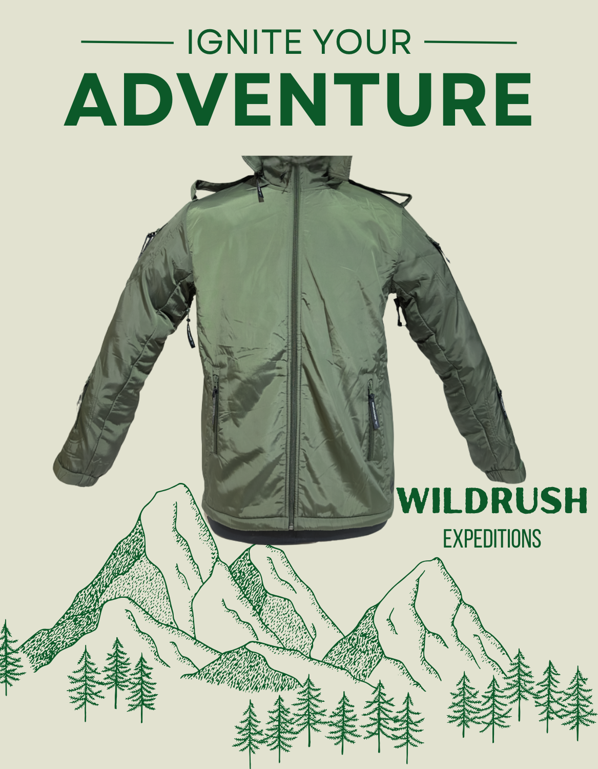 Adventure Hut Tactical Winter Jacket – Army Green Insulated Outdoor Wear