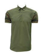 URI Tactical Olive Green Polo T-Shirt – Camo Sleeves & Zipper Pockets | The Adventure Hut
