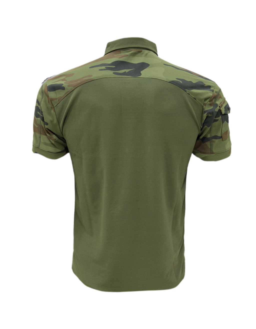 Adventure Hut URI Tactical Olive Green Polo T-Shirt with Camo Sleeves & Zipper Pockets