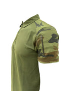 URI Tactical Olive Green Polo T-Shirt – Camo Sleeves & Zipper Pockets | The Adventure Hut
