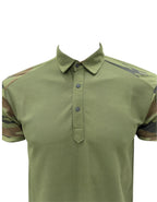URI Tactical Olive Green Polo T-Shirt – Camo Sleeves & Zipper Pockets | The Adventure Hut