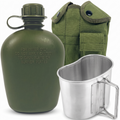 1L Tactical Military Canteen & Nesting Aluminum Cup Set (Army Green) The Adventure Hut
