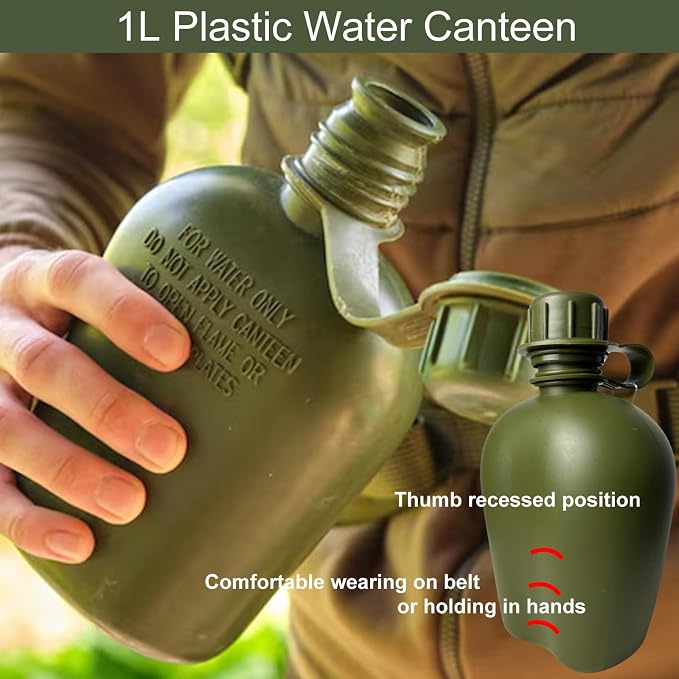 1L Tactical Military Canteen & Nesting Aluminum Cup Set (Army Green) The Adventure Hut