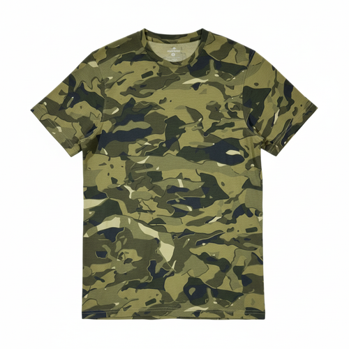 Camouflage t-shirt on a white background