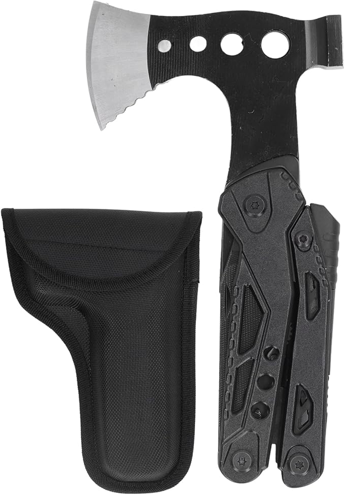 Black axe with sheath on a white background