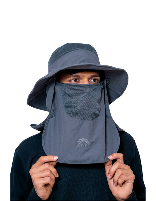 Travel & Trekking Hat | UV Protected | Convertible Neck & Face Cover | Convertible Hat (NAVY) - The Adventure Hut