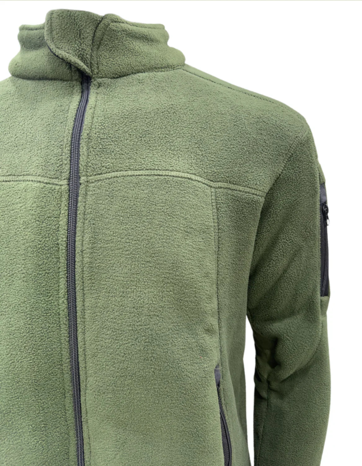 Adventure Hut Tactical Dark Olive Fleece Winter Jacket | Warm Full-Zip Outdoor Wear with Arm Pocket & Thumb Loop