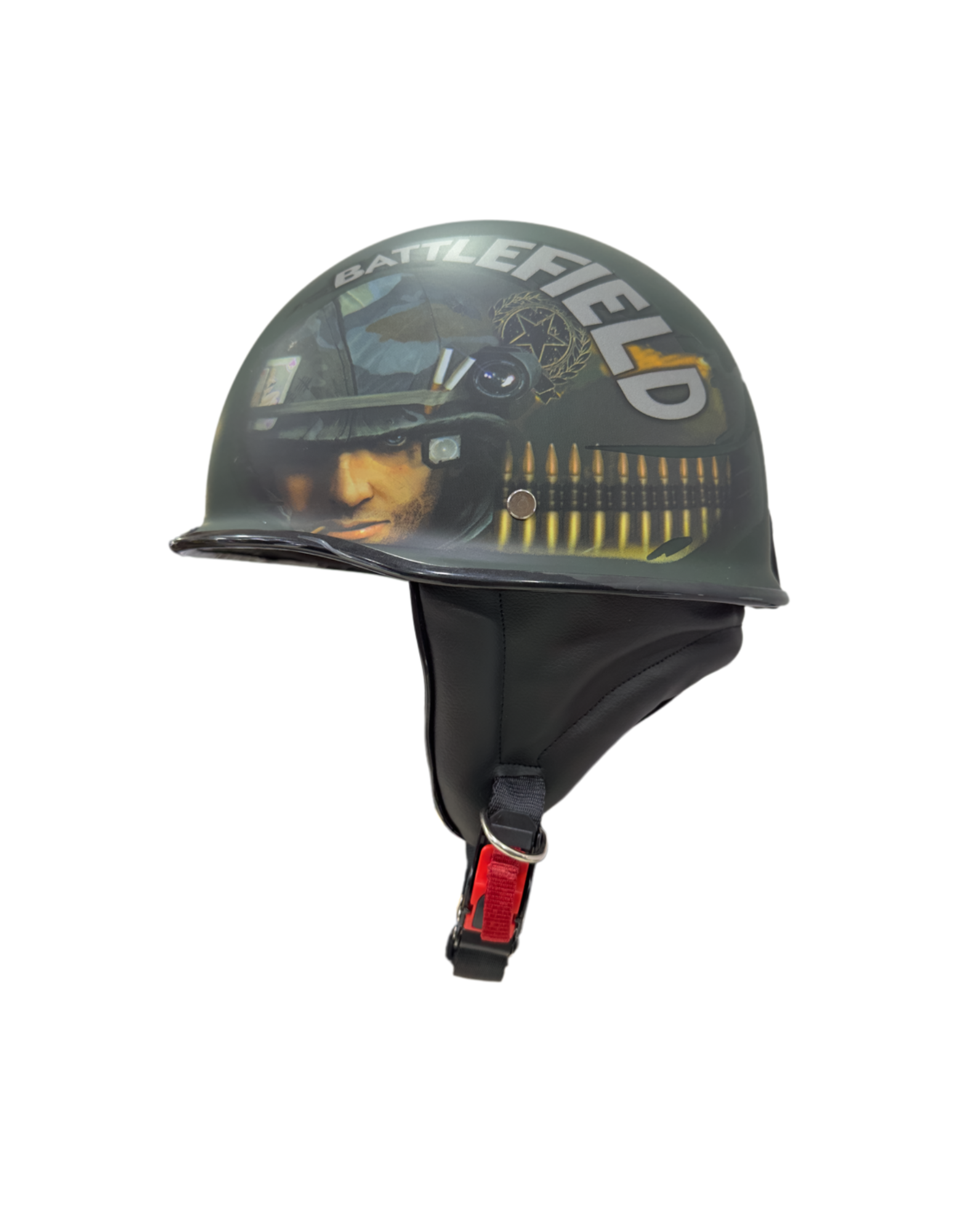 ADVENTURE HUT Half Helmet – Graphic Motorcycle Cruiser Helmet with Retro Design (New German BF)