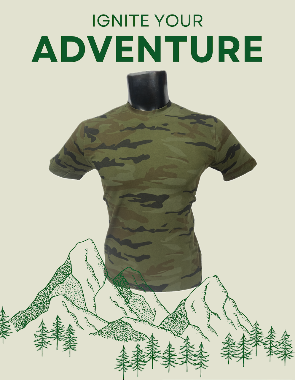 Adventure Hut Camouflage Yodha Print T-Shirt Heavy Quality - Heavy Quality Military-Style Tee