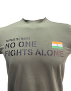 ADVENTURE HUT T-SHIRT OLIVE GREEN NO ONE FIGHTS ALONE ADVENTURES - The Adventure Hut