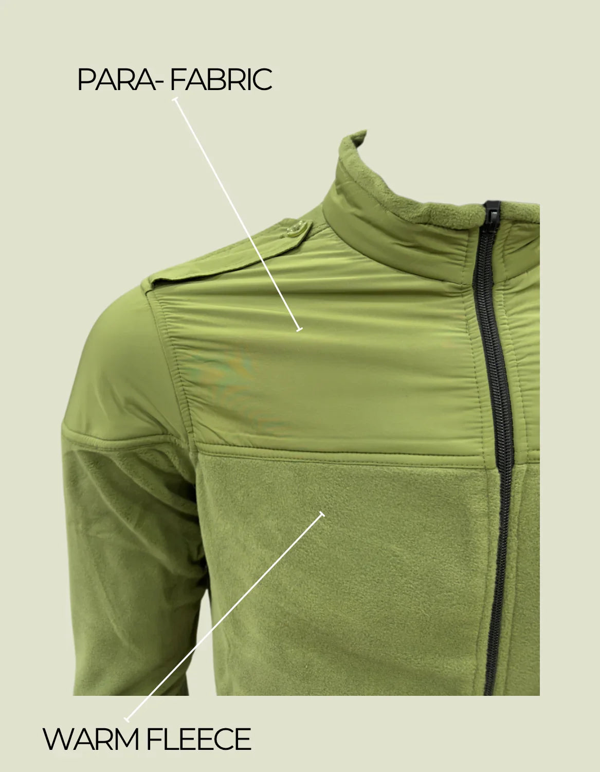 Adventure Hut Tactical Light Olive Green Winter Fleece Jacket | Para-Fabric & Multi-Pocket Military Design