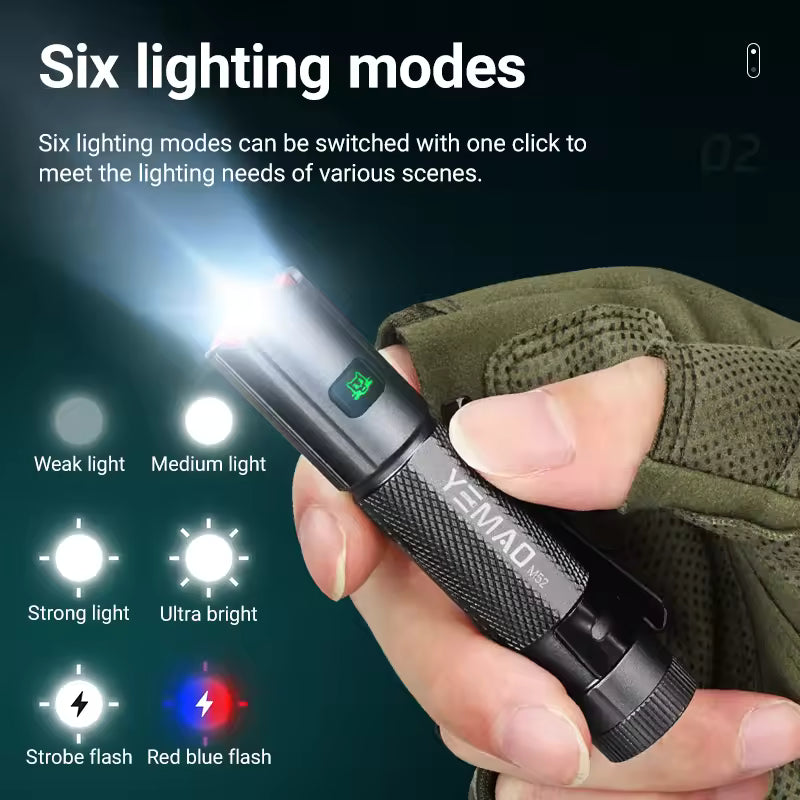 The Adventure Hut YEMAO M52 Tactical Flashlight 1500LM Rechargeable