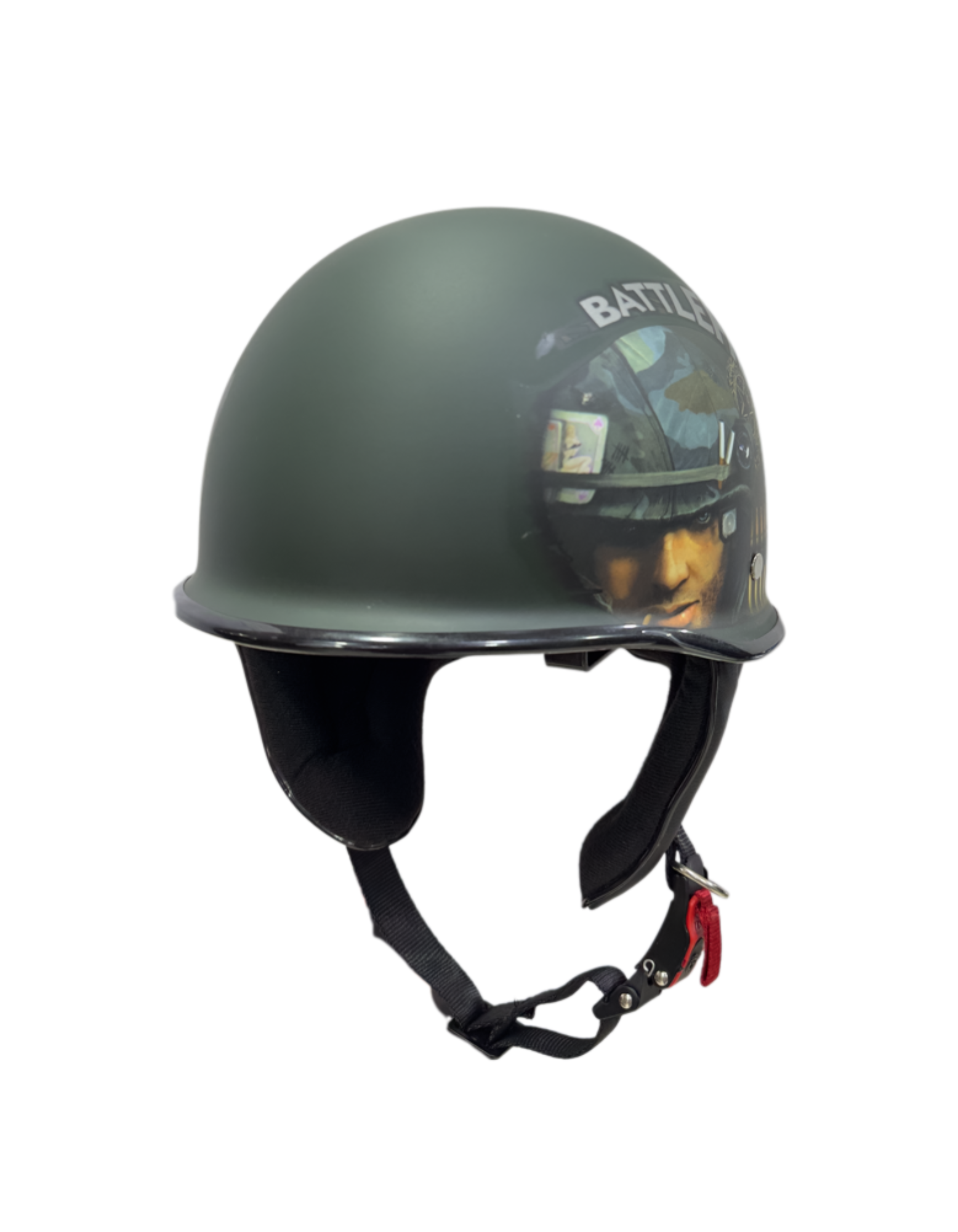 ADVENTURE HUT Half Helmet – Graphic Motorcycle Cruiser Helmet with Retro Design (New German BF)