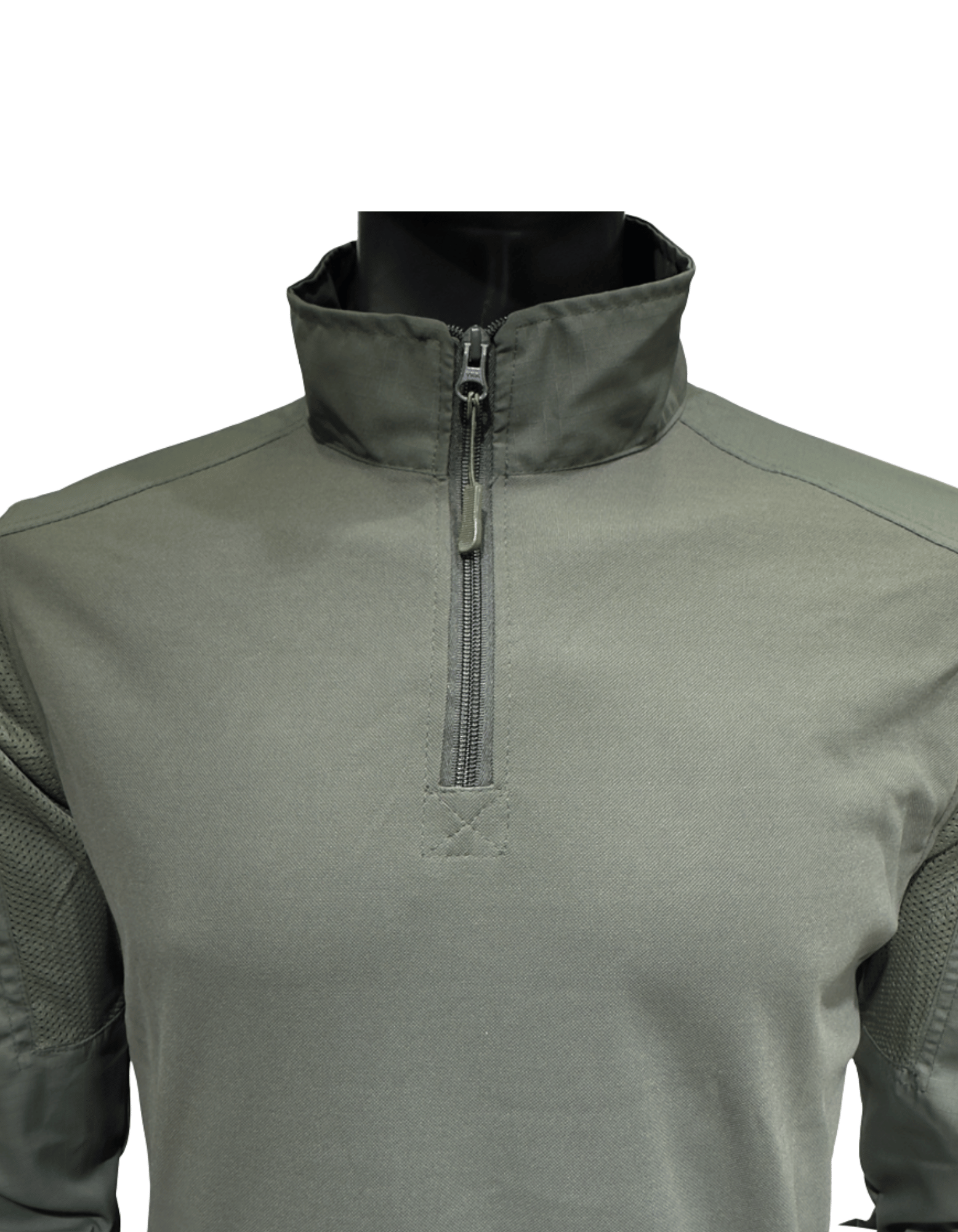 Adventure Hut 6 pocket Tactical Combat Shirt – Olive Green (Military Half-Zip, Arm Pockets)