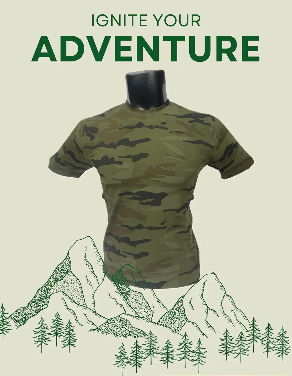 Adventure Hut Camouflage Yodha Print T-Shirt Heavy Quality - Heavy Quality Military-Style Tee - The Adventure Hut