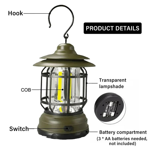 Portable Outdoor Tent Lamp, Lightweight USB Rechargeable Camping Lantern for Fishing (Green) - The Adventure Hut