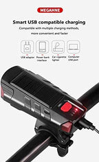 Solar USB Rechargeable Bike Light | 300 Lumens, 5 Modes & 120dB Horn | THE ADVENTURE HUT