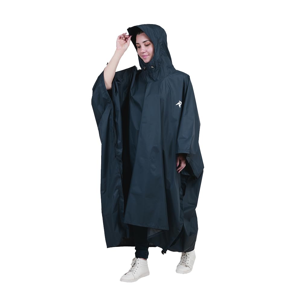 Poncho for Outdoor Rain Waterproof, Lightweight, Reusable & Packable (Navy) - The Adventure Hut