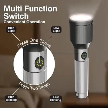 LED Torch Aluminium Body Torch Light (RL-M12 )(Type-C Rechargeable)