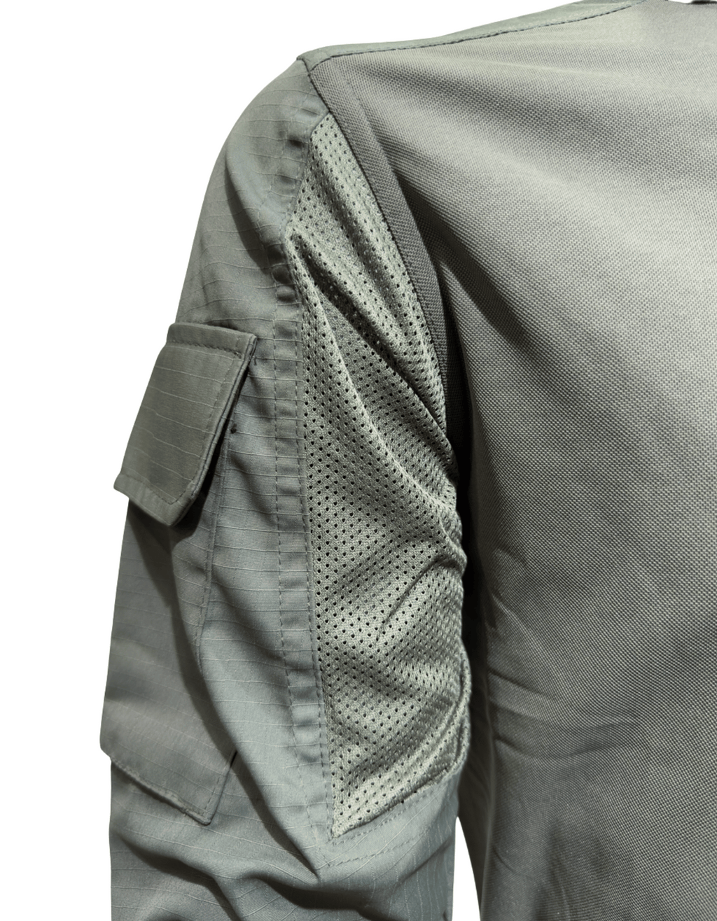 Adventure Hut 6 pocket Tactical Combat Shirt – Olive Green (Military Half-Zip, Arm Pockets)